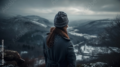 Winter Girl In a Mountain