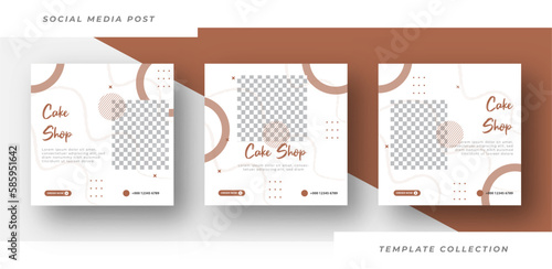 Social media post for cake shop food square banner template 