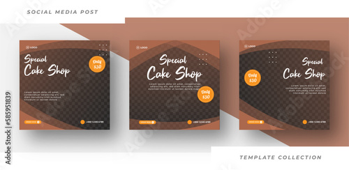 social media post for cake shop food square banner template 