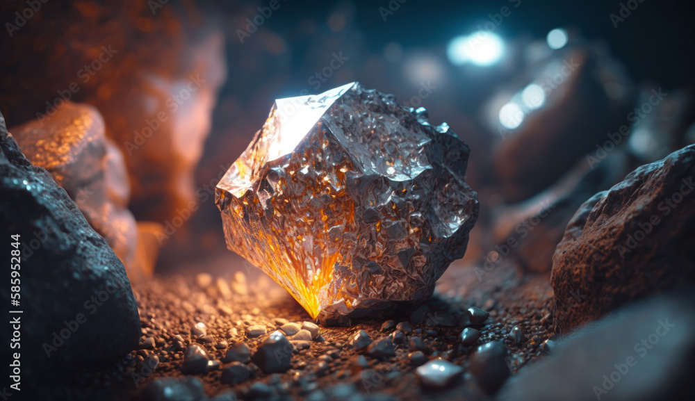raw crystalline gem mined in a borehole. Nuggets: emerald, ruby, diamond, quartz. Created with AI. raw crystalline gem mined in a borehole. Nuggets: emerald, ruby, diamond, quartz. Created with AI.