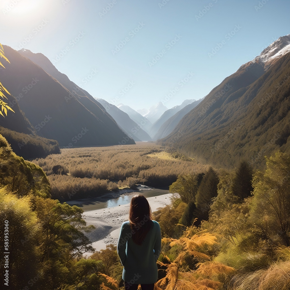 Fototapeta premium person on a mountain