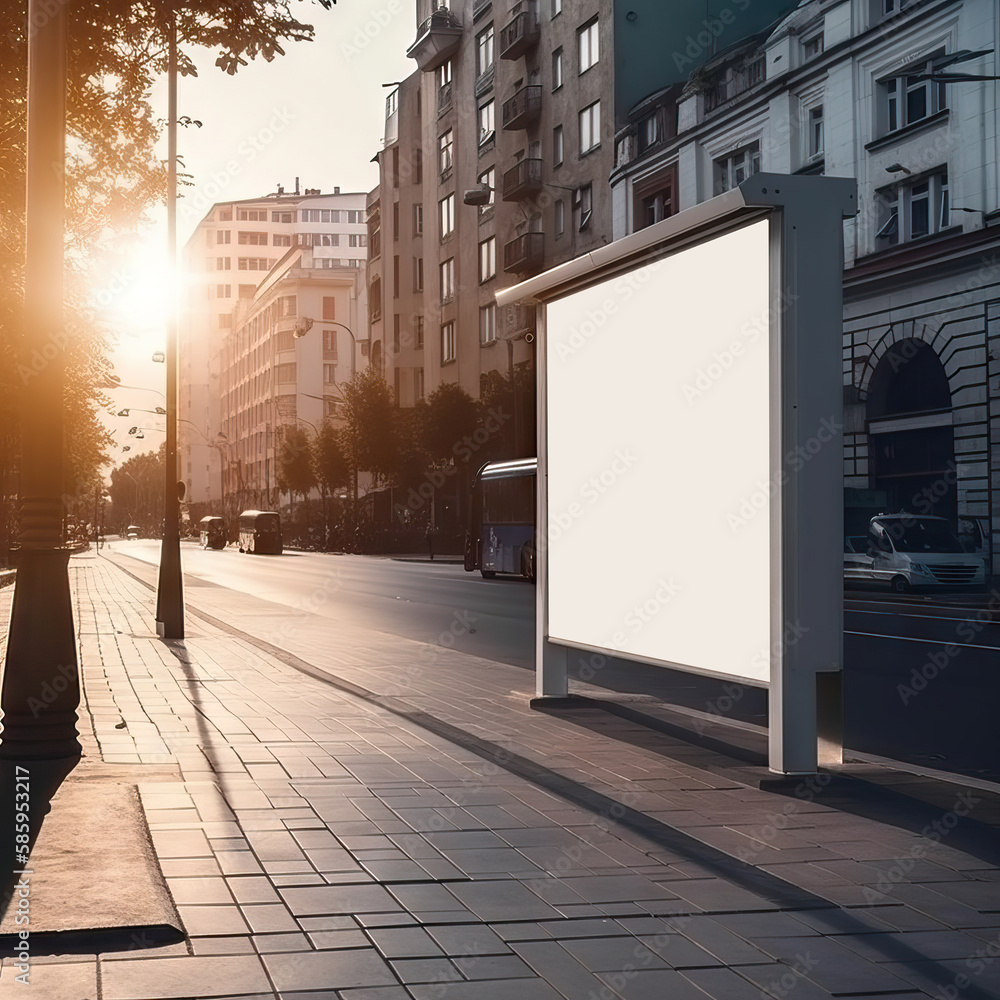 Advertising mockup. Bus Stop Advertising Kiosk Mockup. Generative AI Advertising mockup. Bus Stop Advertising Kiosk Mockup. Generative AI