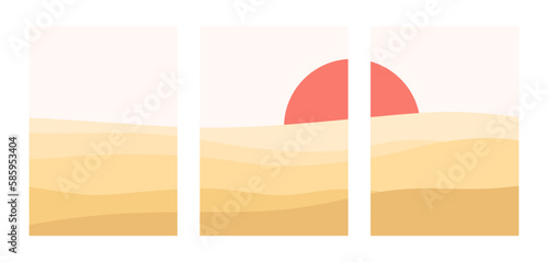 Abstract landscape poster collection. Set of contemporary art print templates. Modern wall decor. Vector illustration