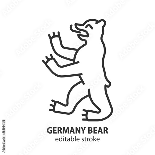 Berlin city coat of arms bear line icon. Germany bear outline vector symbol. Editable stroke.