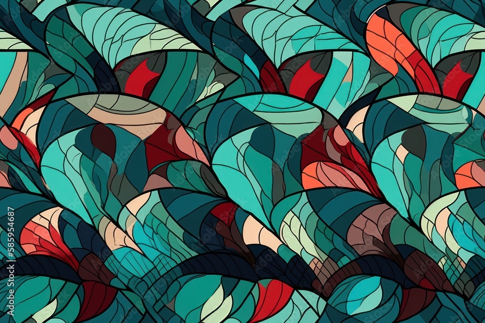 custom made wallpaper toronto digitalSubaquatic Symphony: Abstract Stained Glass-Inspired Underwater Marvel - Seamless Tile Background, Tiling Landscape, Tileable Image