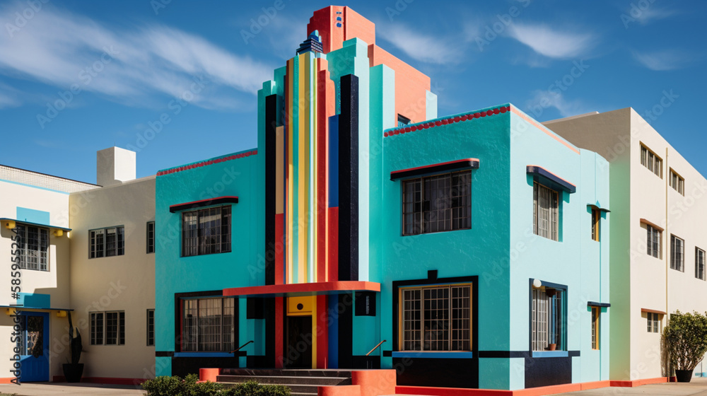 An art deco building with geometric shapes Generative AI