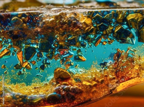 glass slag, microphotography (generative ai content)