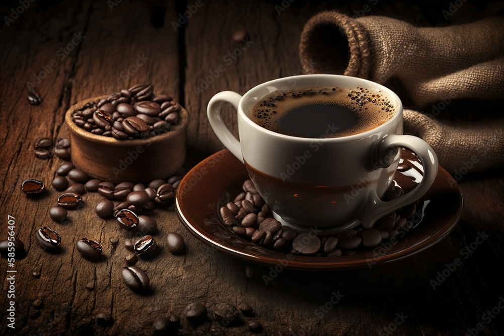 Espresso Cup with Coffee Beans: A Rustic and Cozy Coffee Break Espresso Cup with Coffee Beans: A Rustic and Cozy Coffee Break