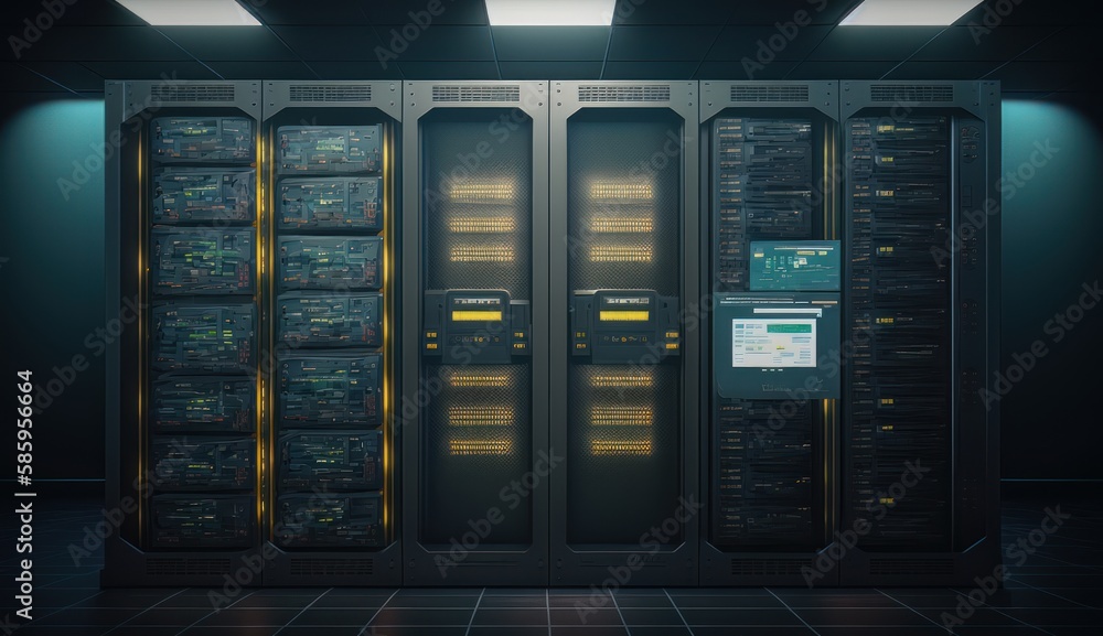 Digital data transfer to data servers in a server room. Generative AI Digital data transfer to data servers in a server room. Generative AI