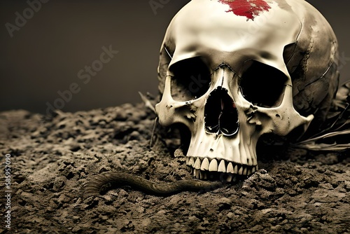 Wallpaper Mural A photo manipulation of an ivory skull in a grungy Generative AI. Torontodigital.ca