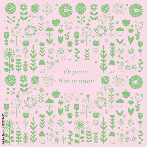 Cute plant and flower patterns. Set of vectors, Ideal for background decoration in modern Scandinavian design.