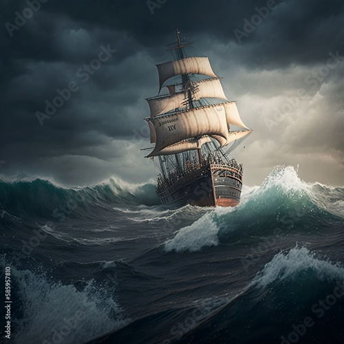 Segelschiff im Sturm 