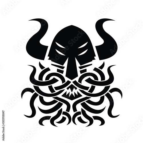 scary cthulhu viking with tentacles for beard