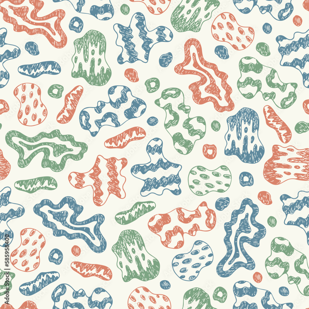 Stains Seamless Pattern. Hand Drawn Doodle Spots - Vector illustration
