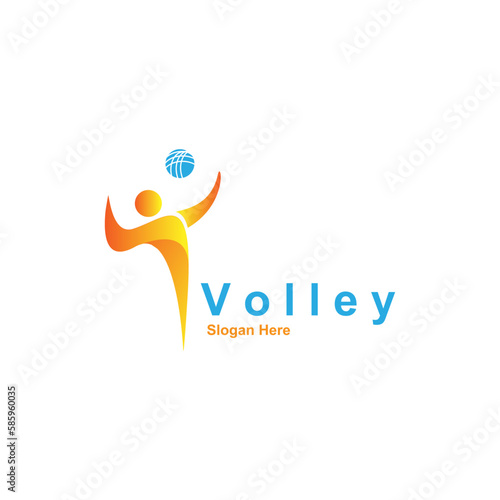 Man of volley ball logo concept vector.