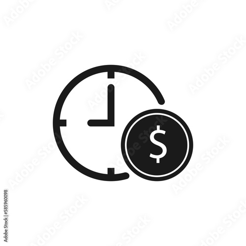 Click with coin icon. Time ia money symbol vector