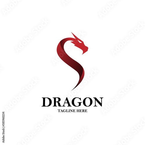 Dragon logo vector with letter s concept photo