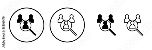 Hiring icon vector. search job vacancy icon. magnifying glass looking for people