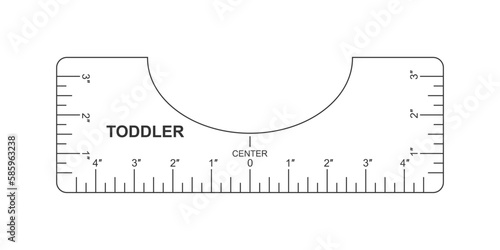 T shirt alignment guide. Toddler size template. Ruler for centering clothing design. Sewing measurement tool with markup and numbers for laser print and cutting. Inches calibration.