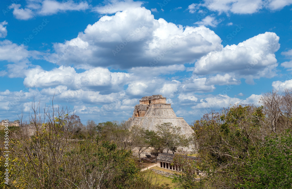 Mayan pyramid of the Magician, Uxmal, Yucatan, Mexico.