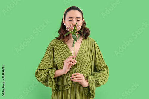 Young woman in dress with a...