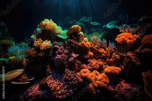 coral reef underwater. Generative Ai