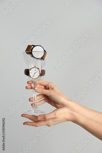 Woman with glass and stylis...