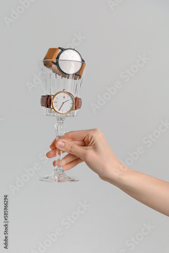 Woman with glass and stylis...