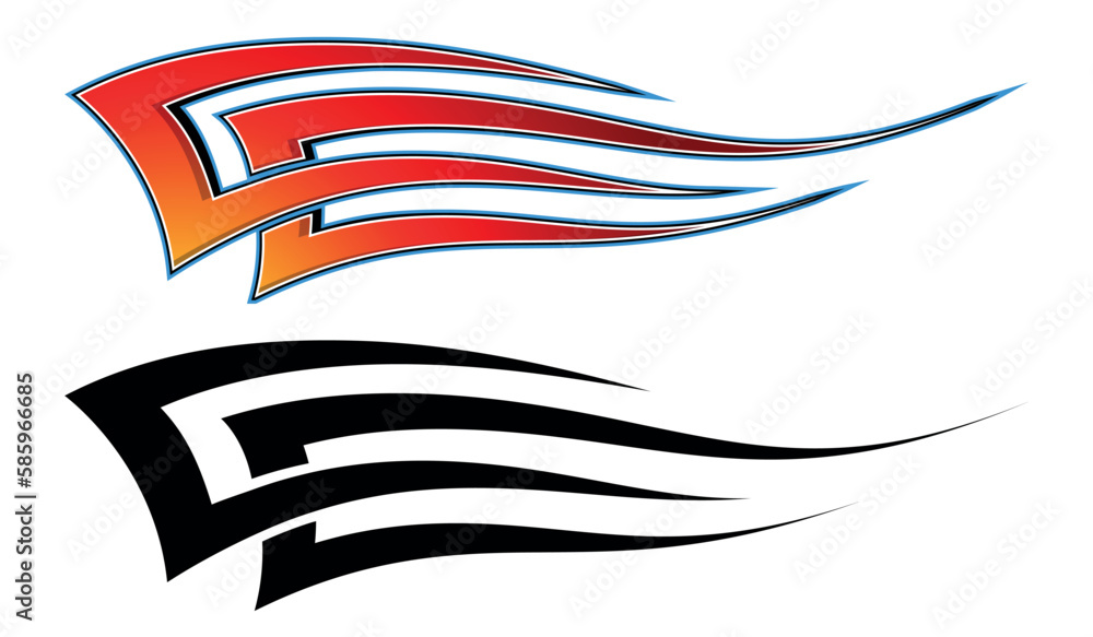 Obraz premium Racing car side sticker sports cars abstract tribal tattoo decoration. Eps 10 vector art image illustration. Side strip decal for car, auto, truck, boat, ship, suv, motorcycle.