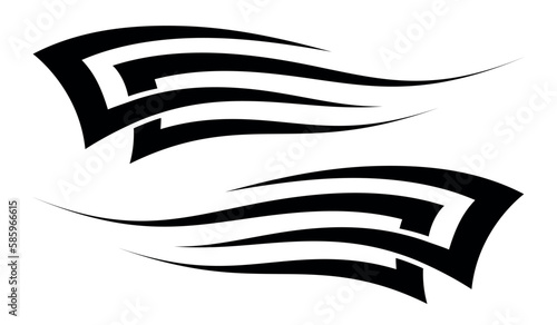 Race car body side sticker sports car abstract tribal tattoo decoration. Eps 10 vector art image illustration. Side strip decal for car, auto, truck, boat, suv, motorcycle.