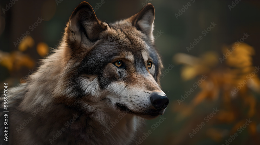 Obraz premium gray wolf portrait generative art