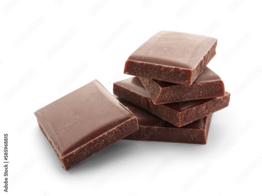 Pieces of delicious chocolate isolated on white background Pieces of delicious chocolate isolated on white background