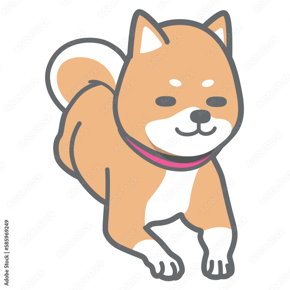 伏せている柴犬のベクターイラスト 伏せている柴犬のベクターイラスト