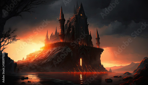 Illustration of a game fantasy castle.