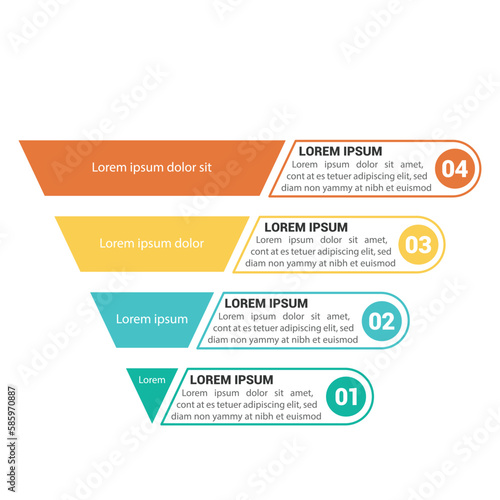 Pyramid Infographic, funnel pyramid business infographic with 5 charts. Template can be edited, recolored, editable. EPS Vector	