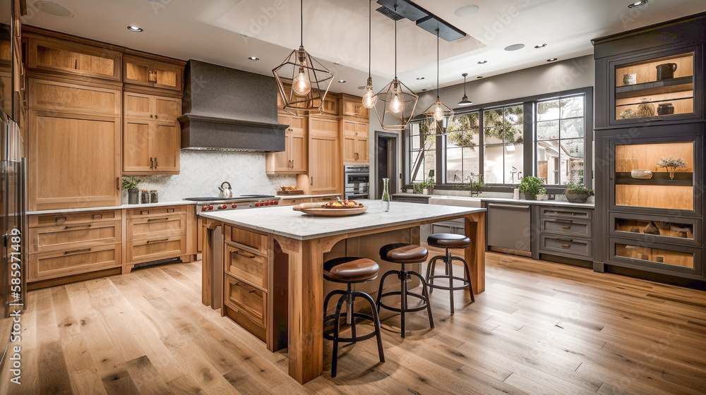 Luxurious Custom Residential Kitchen Upgrade Interior - Generative AI. Luxurious Custom Residential Kitchen Upgrade Interior - Generative AI.
