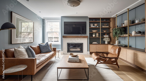 Custom Contemporary Livingroom Upgrade Interior - Generative AI. © Andy Dean