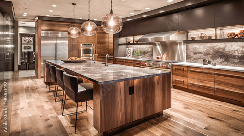 Luxurious Custom Residential Kitchen Upgrade Interior - Generative AI.
