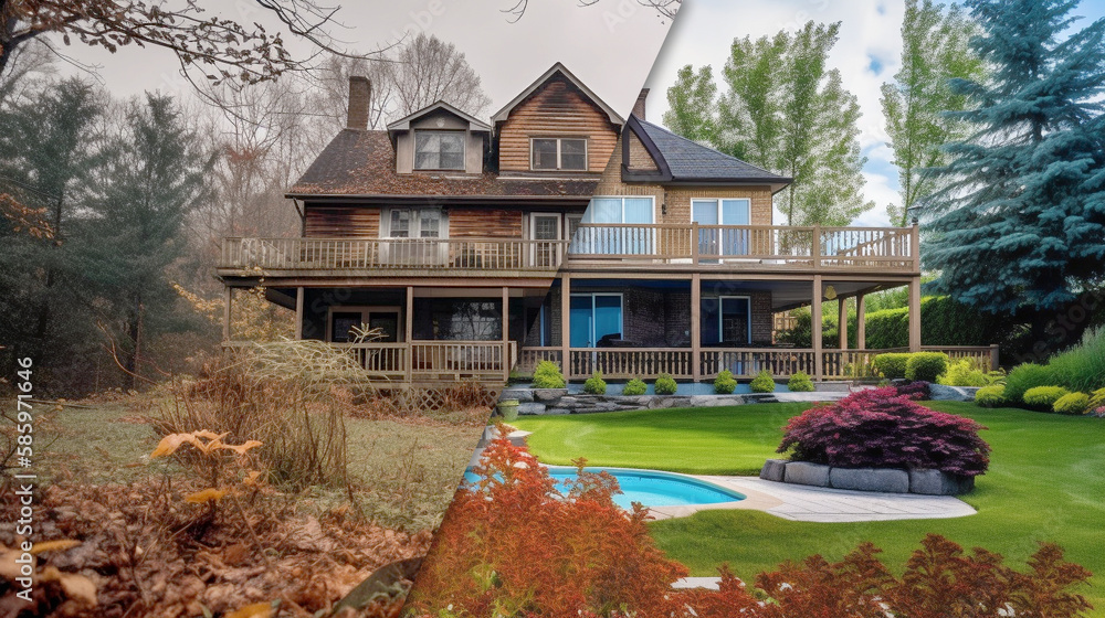 Large House and Property Before And After Cleanup and Construction