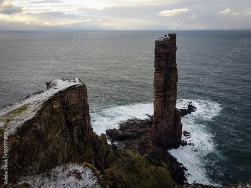 Scenic aerial winter view of Hoy Island coast, Orkney Islands, Scotland photo