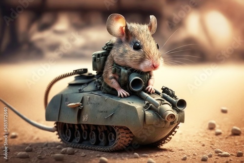 illustration of the military mouse on the tank