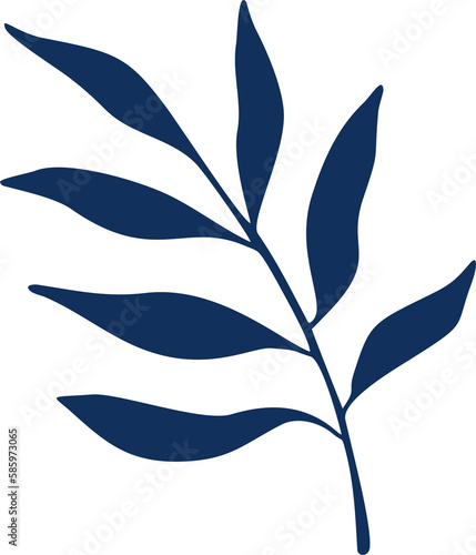 Hand drawn pomegranate leaves on a transparent background.