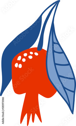Hand drawn pomegranate on a transparent background.