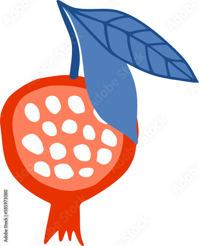 Hand drawn pomegranate on a transparent background.
