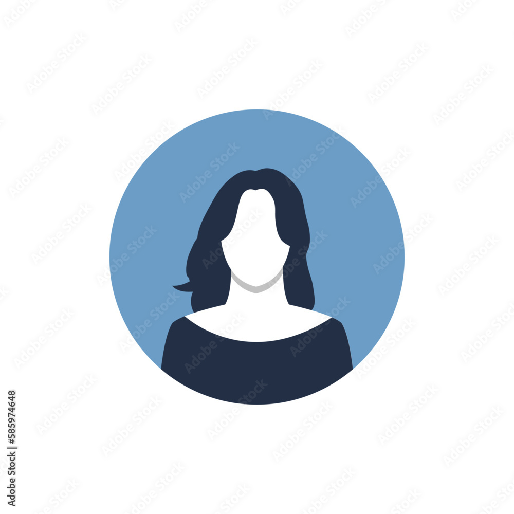 Round profile image of woman avatar for social networks. Fashion, beauty, blue and black. Bright vector illustration in trendy style. Round profile image of woman avatar for social networks. Fashion, beauty, blue and black. Bright vector illustration in trendy style.