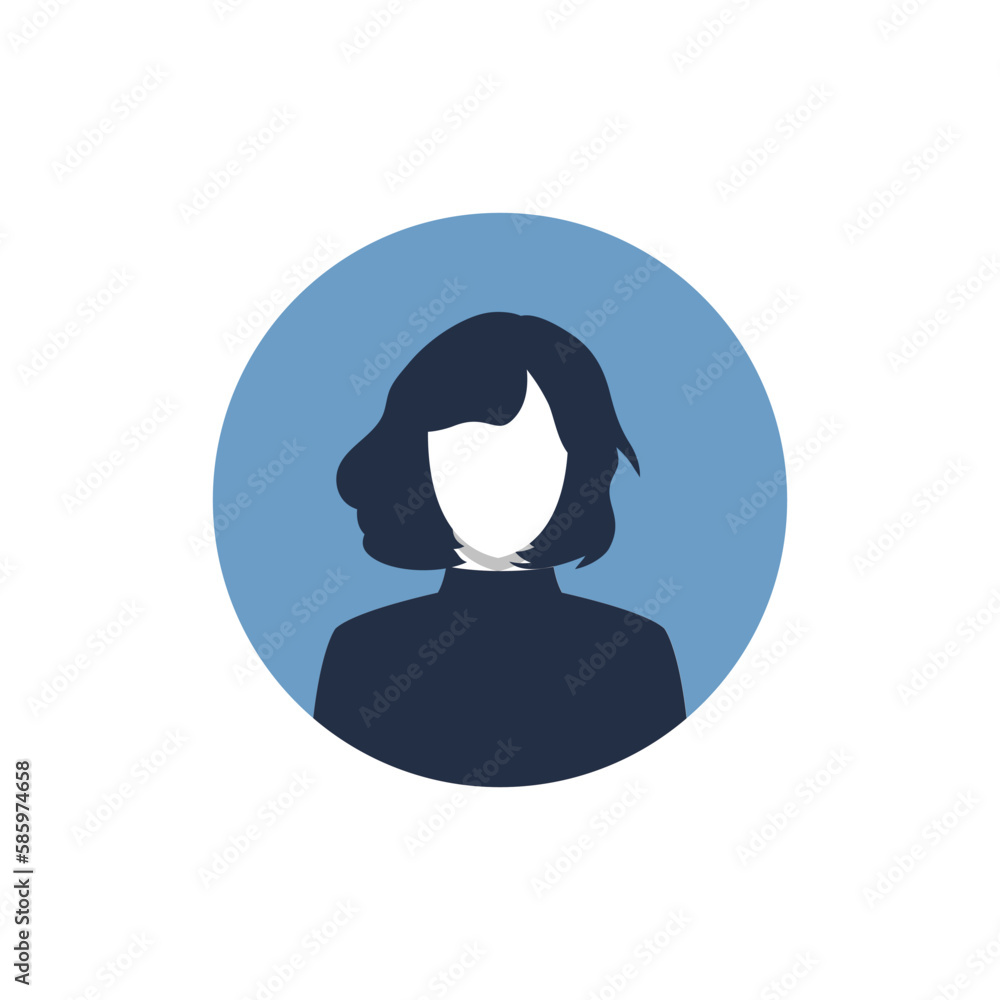 Round profile image of woman avatar for social networks. Fashion, beauty, blue and black. Bright vector illustration in trendy style. Round profile image of woman avatar for social networks. Fashion, beauty, blue and black. Bright vector illustration in trendy style.