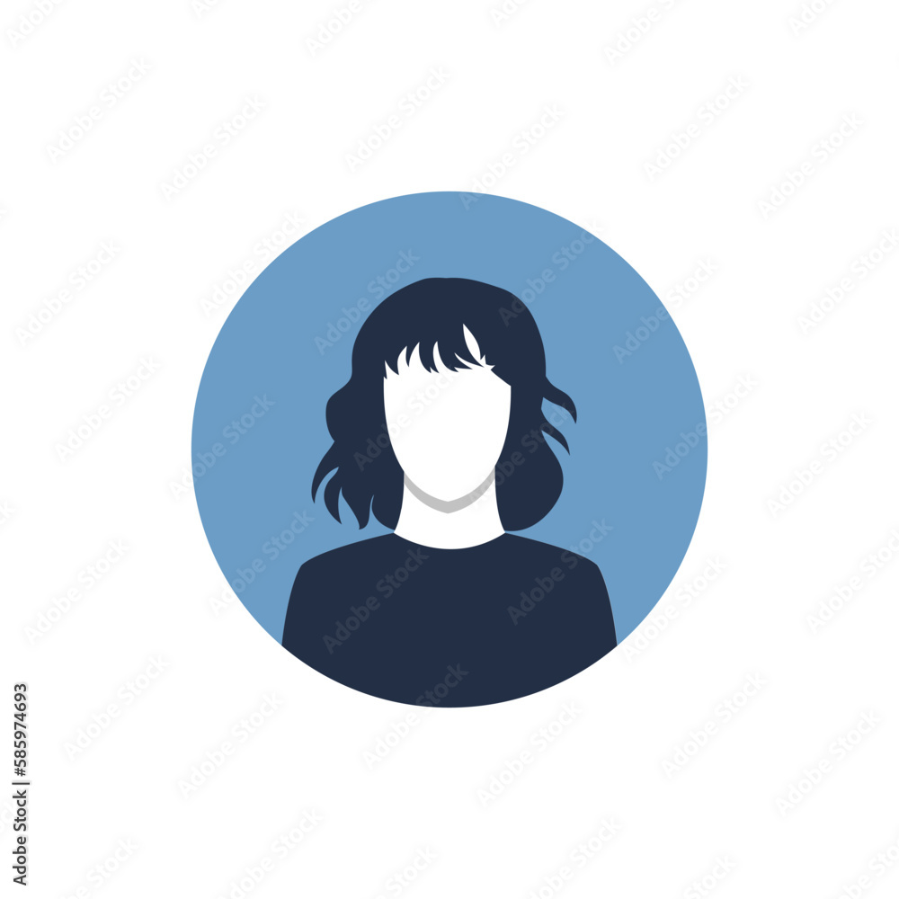 Round profile image of woman avatar for social networks. Fashion, beauty, blue and black. Bright vector illustration in trendy style. Round profile image of woman avatar for social networks. Fashion, beauty, blue and black. Bright vector illustration in trendy style.