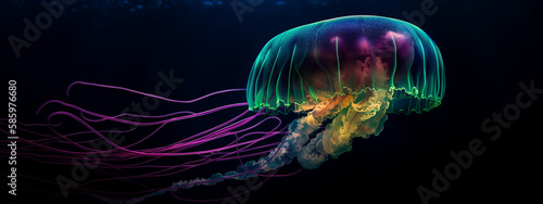 jellyfish, light, water, sea, fish, ocean, underwater, blue, jelly, animal, aquarium, marine, glow, black, design, dark, nature, fire, floating, energy