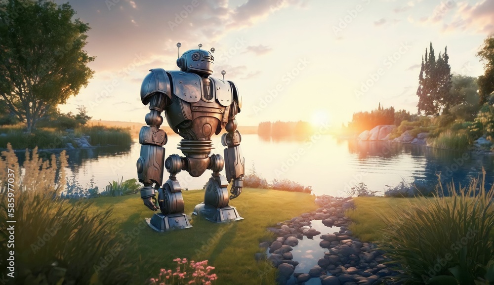 Robot in sunset Robot in sunset