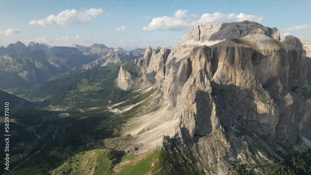 Aerial video of the Dolomites, Northern Italy during a sunny day Aerial video of the Dolomites, Northern Italy during a sunny day
